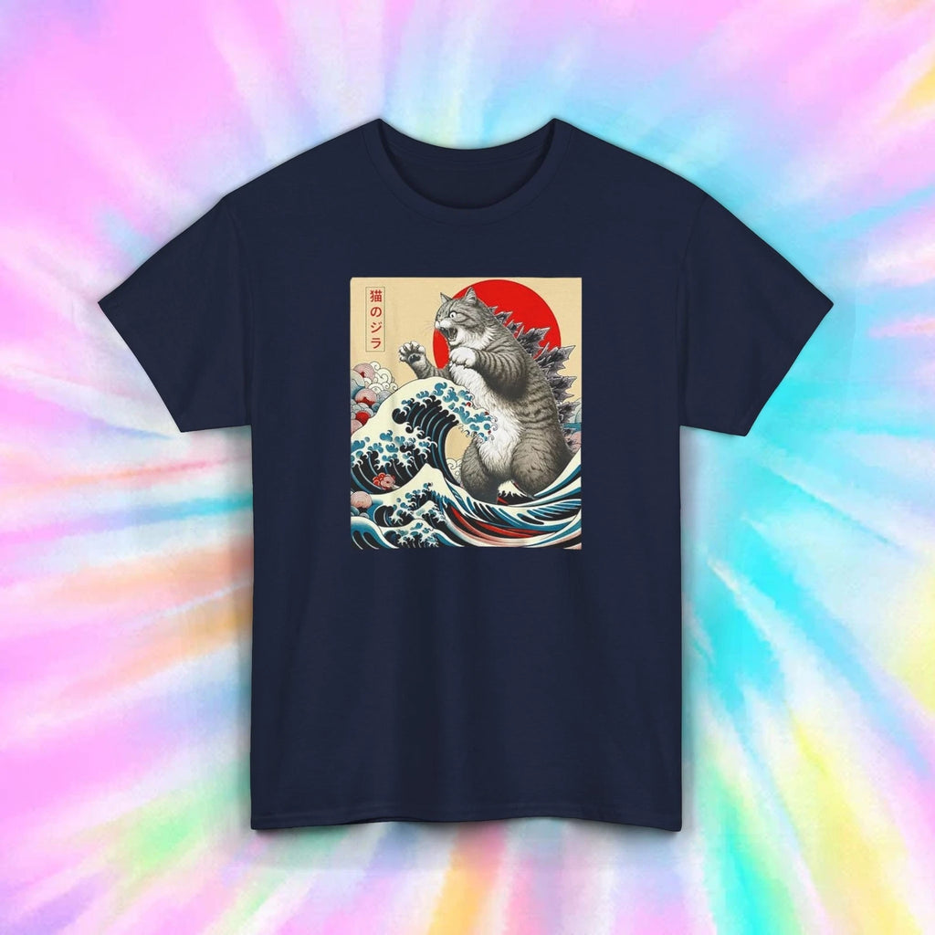 Catzilla Japanese Wave Cat Shirt S-5XL Funny Kaiju Cat Monster Graphic Tee