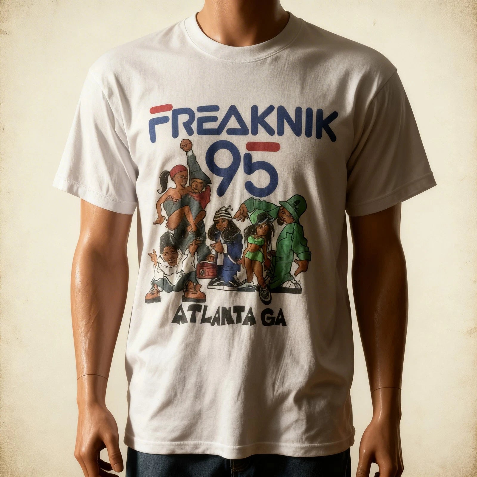 Vintage 1995 Freaknik retro short sleeve white color shirt