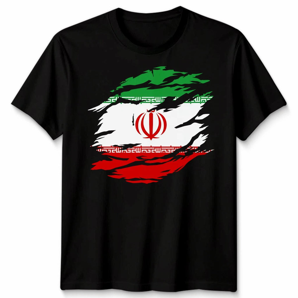 Torn Iran Flag Unisex T Shirt Iranian Day Football Graphic Tee