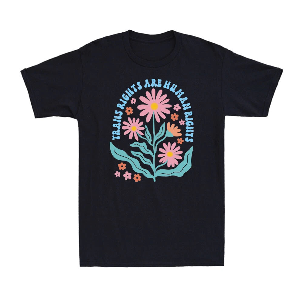 Trans Rights Are Human Rights Floral LGBTQ Pride Transgender Unisex T-Shirt
