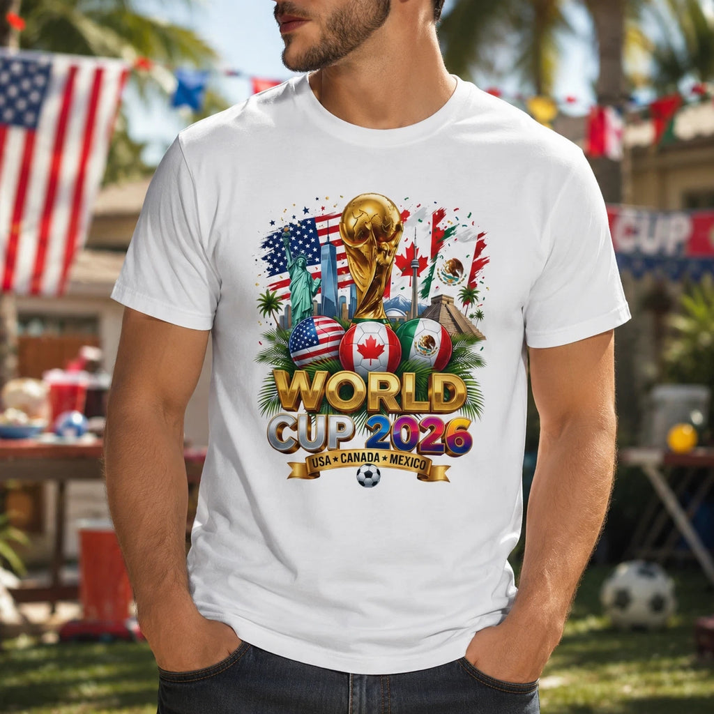 World Cup 2026 Trophy USA Canada Mexico T-Shirt | Soccer Fans Tee