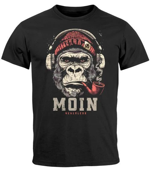 Men's T-Shirt Moin Lettering Gorilla Music Print Chest Print Print Shirt