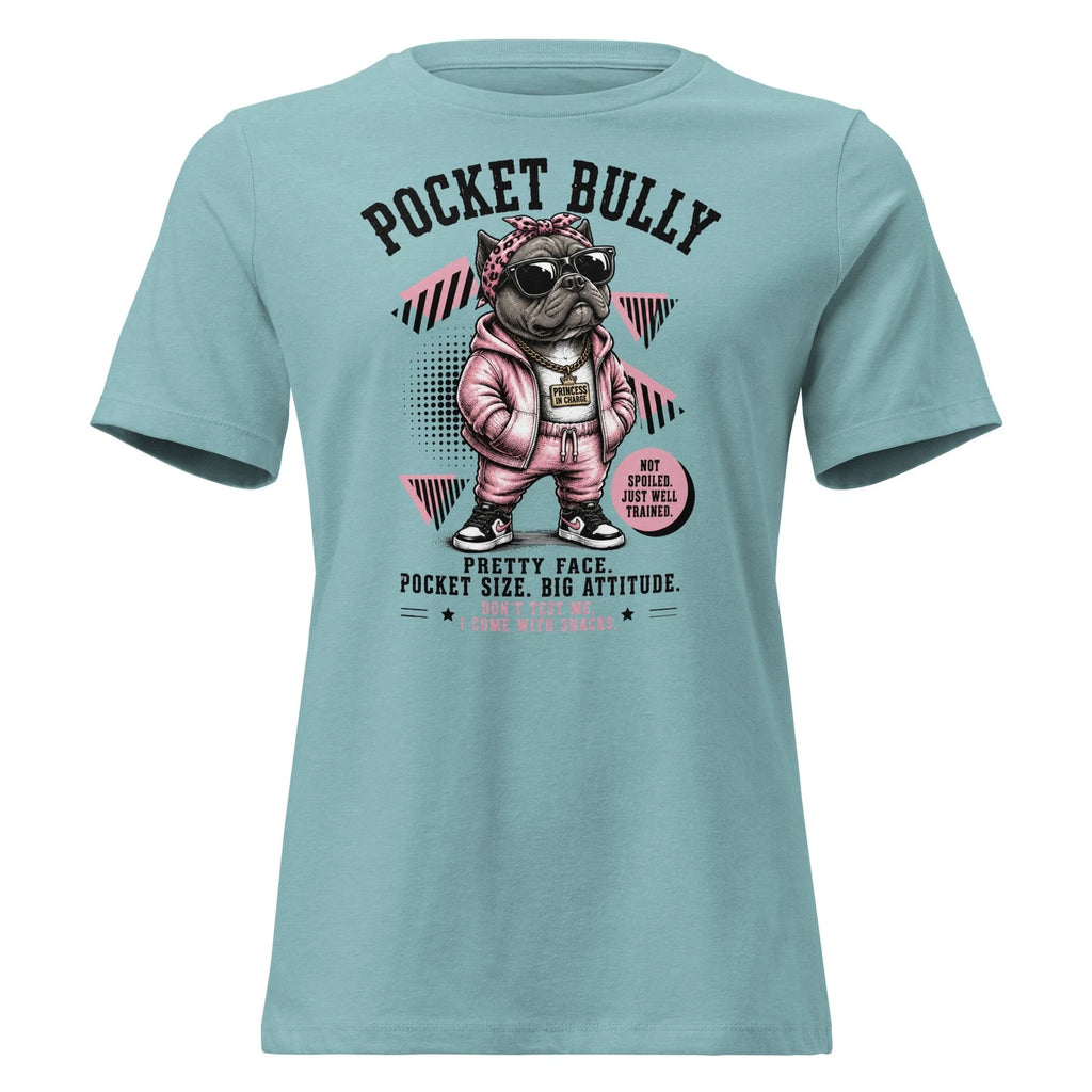 Cute Pocket Bully Princess T Shirt Funny Dog Mom Gift Women's Tee