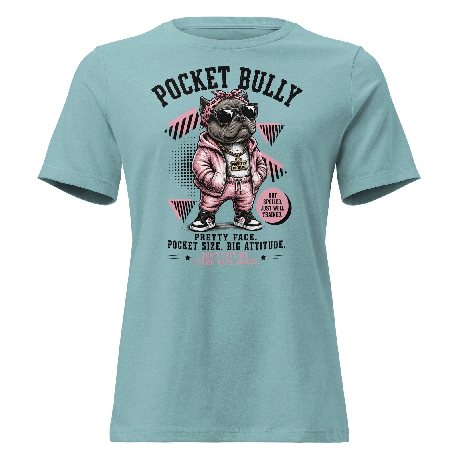 Cute Pocket Bully Princess T Shirt Funny Dog Mom Gift Women's Tee