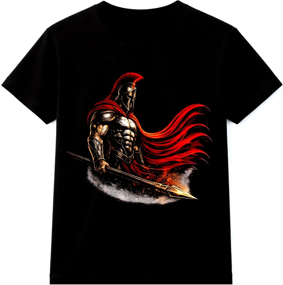 Spartan Warrior T Shirt Gladiator Helmet Roman Greek Soldier Graphic Vintage Tee