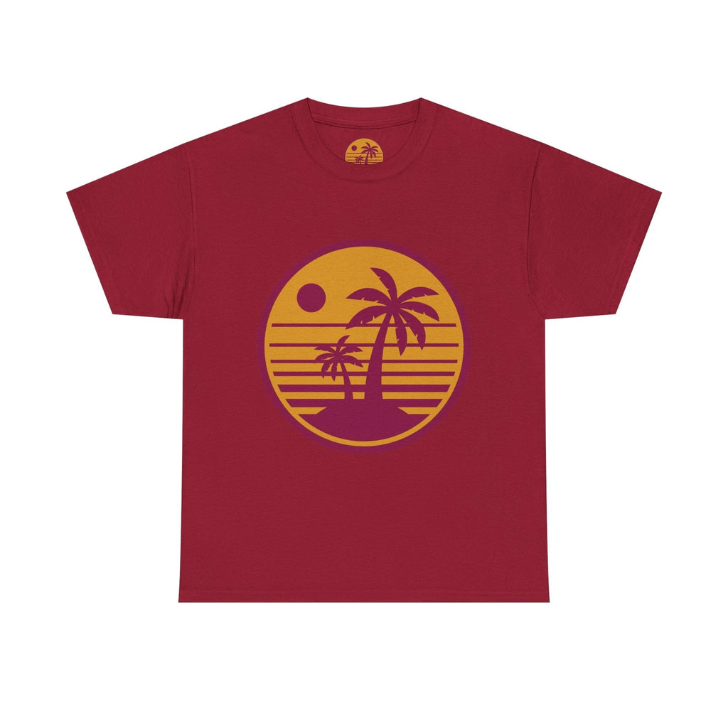 Retro Palm Tree Sunset T-Shirt | Vintage Beach Circle Design