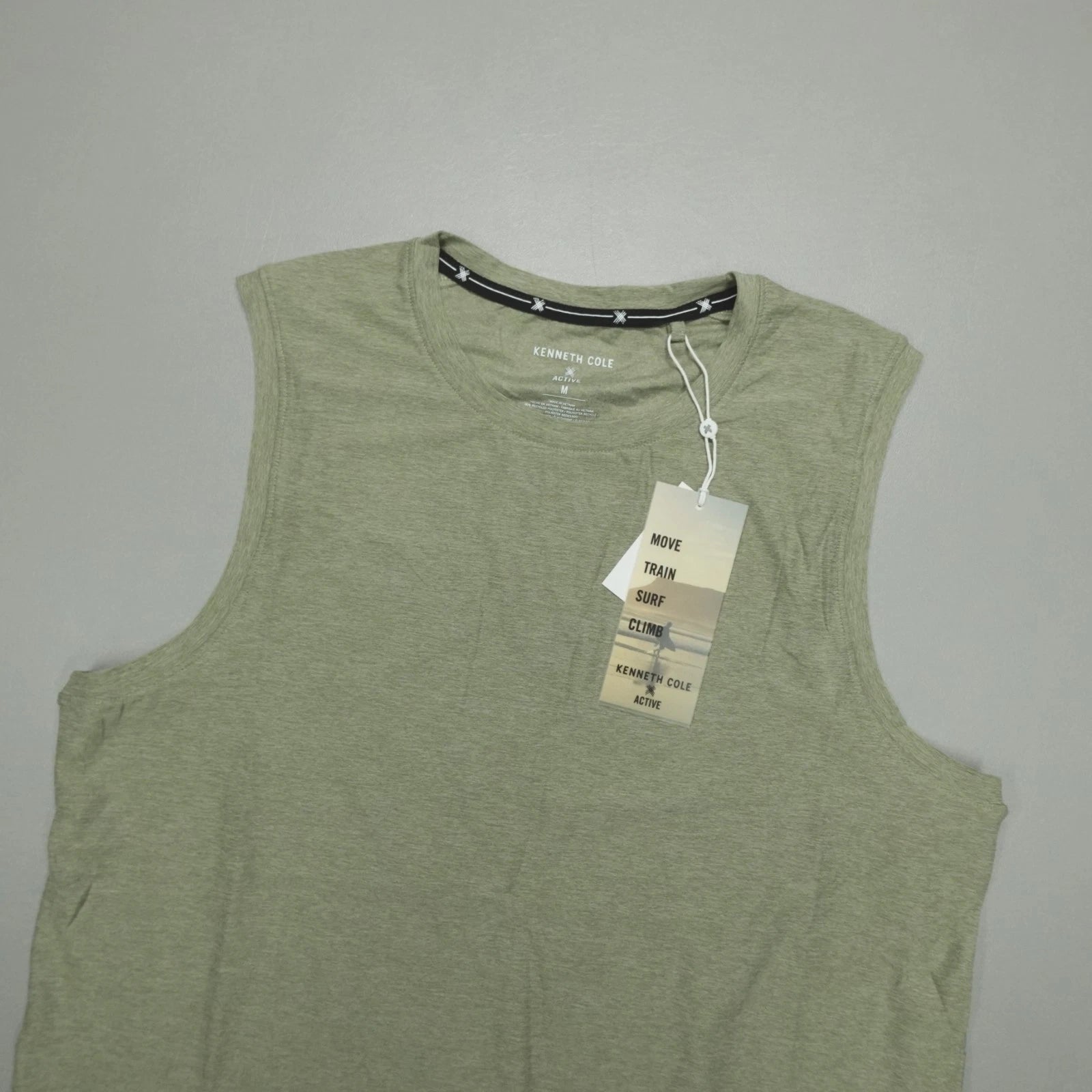 Kenneth Cole Tech Muscle Tee 4 Way Stretch Recycled Oil Green Heather