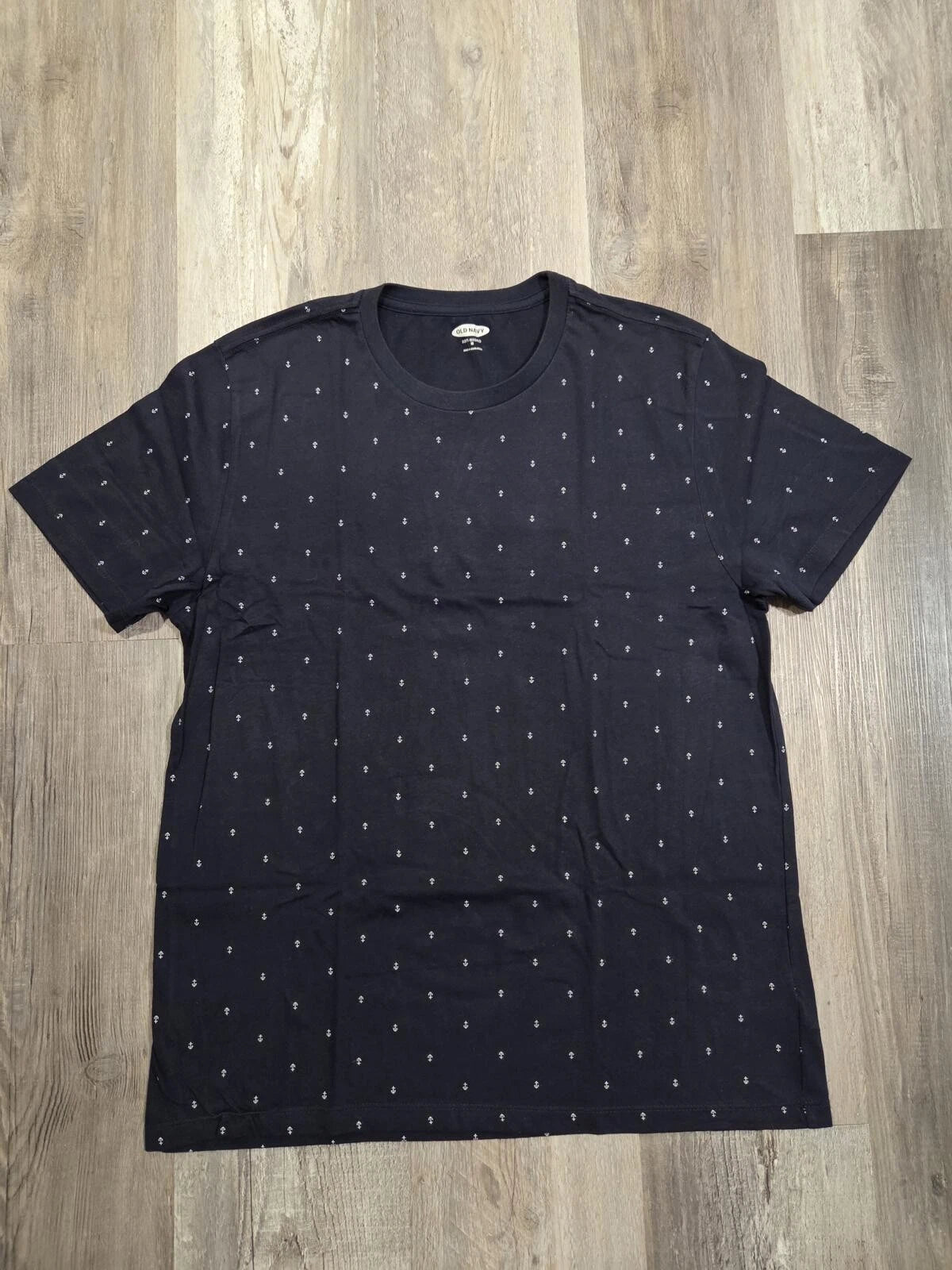 Navy Blue Old Navy Soft-Washed All Over Print Anchors T-Shirt Men's Medium