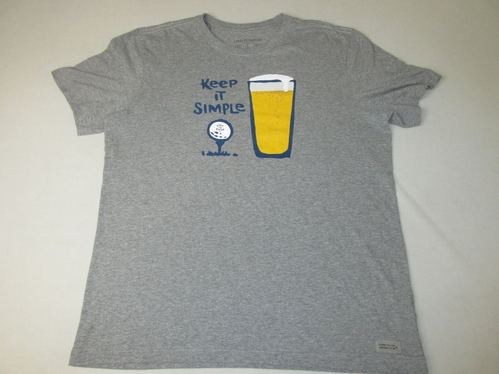 Life is Good Men's Crusher Lite T-Shirt * Beer Golf Keep it Simple * Large