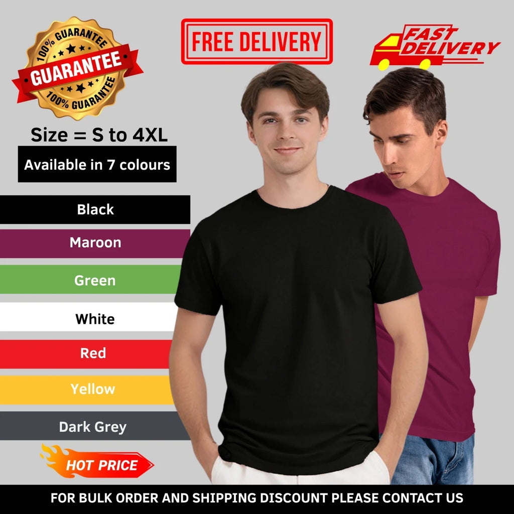 Men’s Heavy Cotton T-Shirt Plain Blank Crew Neck Short Sleeve Tee S-4XL 1 Pack