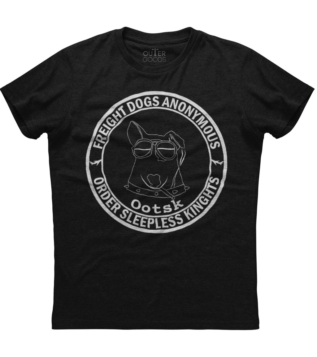 Freight Dogs Anonymous Mockup Design Graphics Printed Mens Cotton Black T-shirt