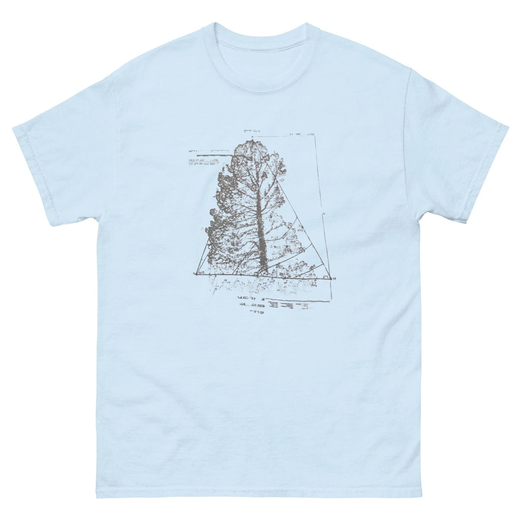 Light blue graphic tee  Minimalist tree shirt  Sketch art