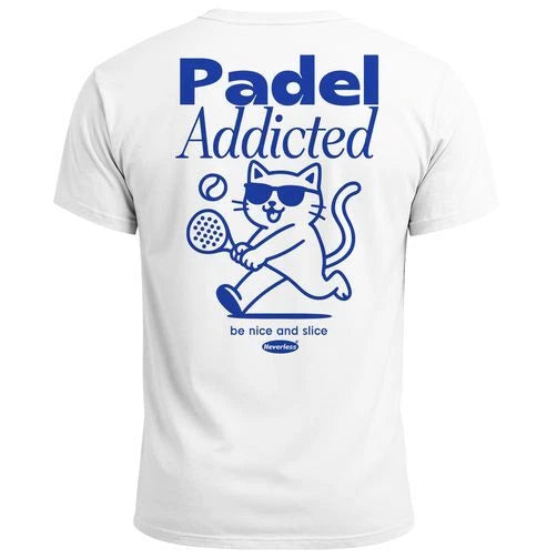Mens T-Shirt Back Print Padel Tennis Sports Fun Shirt Cotton Cat