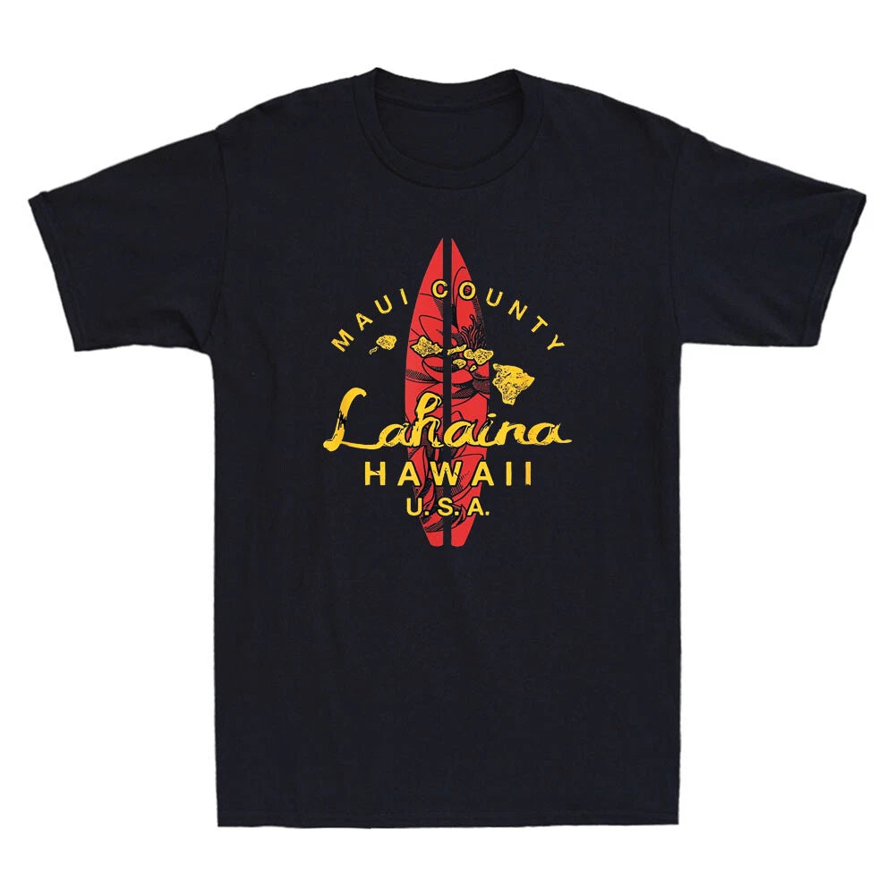 Hawaii Lahaina Maui Vintage Hawaiian Islands Surf Retro Men Short Sleeve T-Shirt