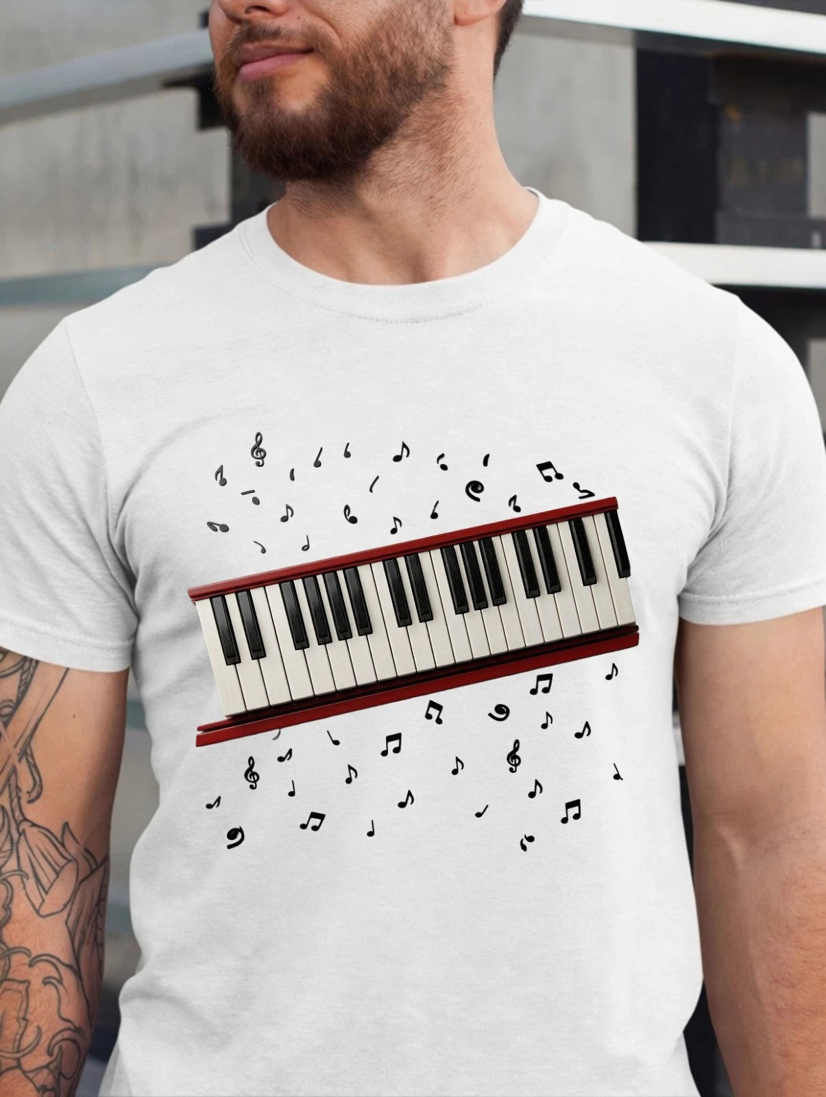 Piano Keyboard Music T-Shirt Retro Concert Tee- Unisex Rock Gift For Music Lover