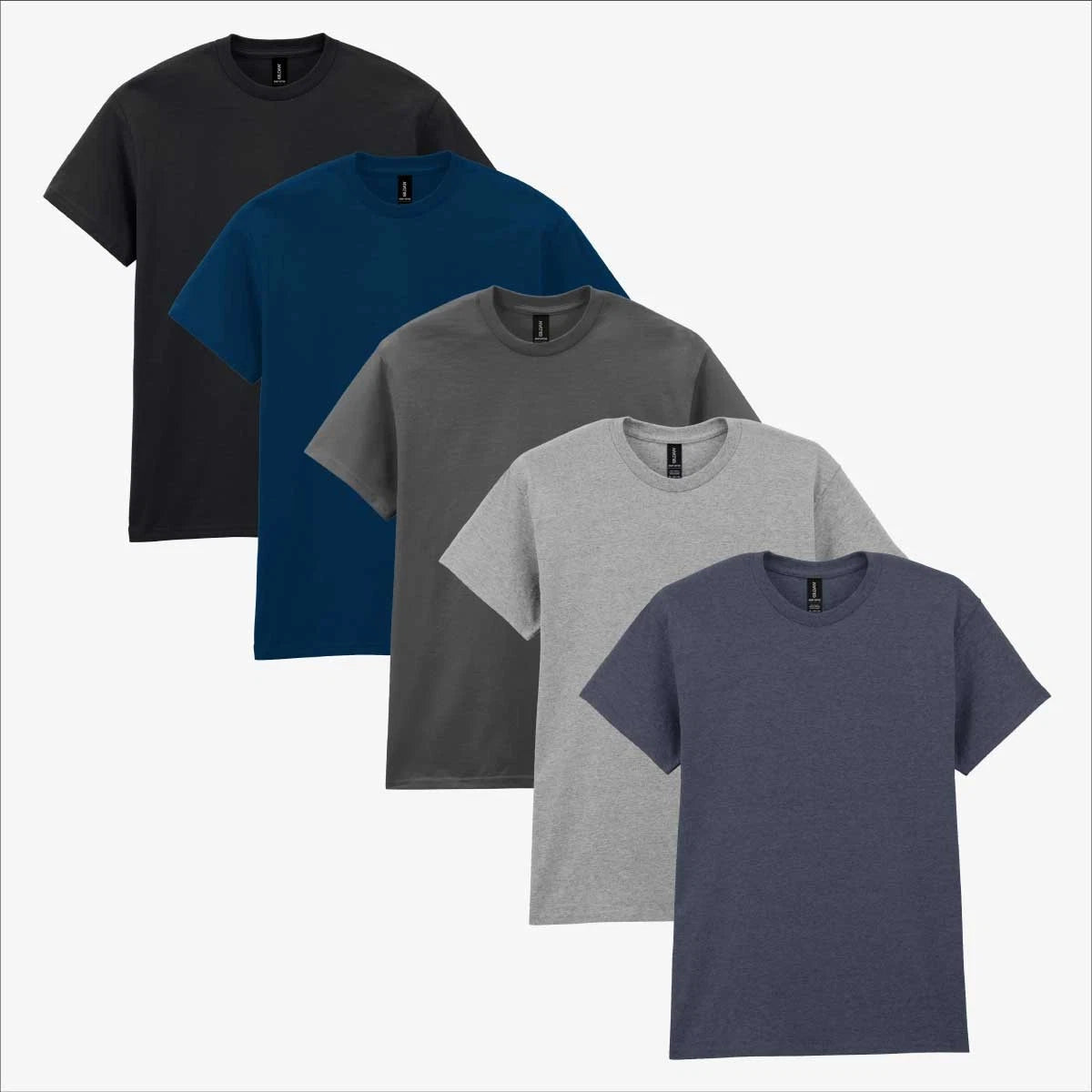 Gildan Mens 5-Pack T-Shirt Heavy Cotton Value Crew Neck Tee Plain Workwear UK