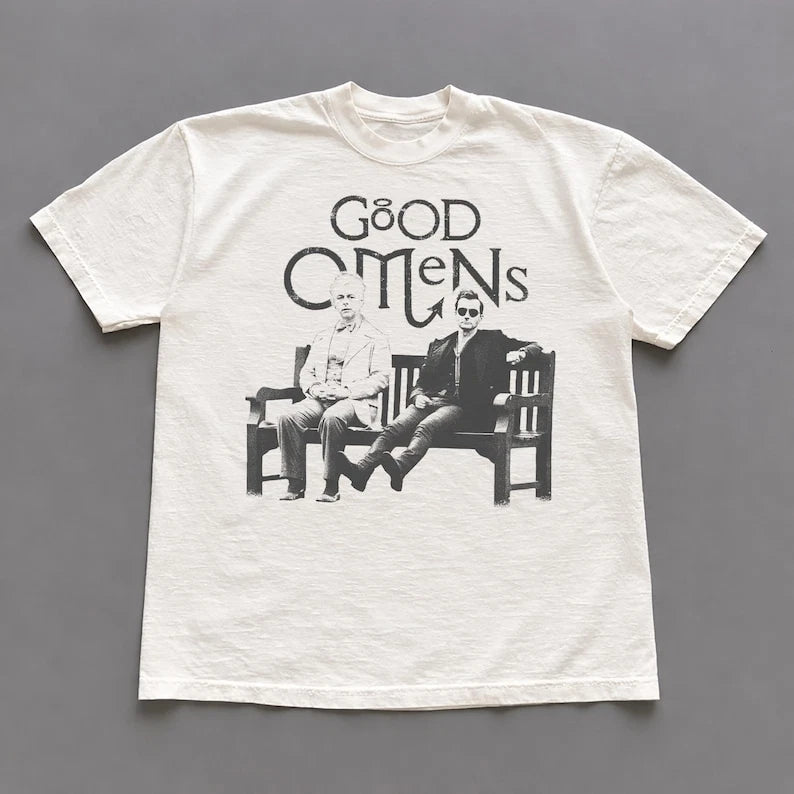 Good Omens Tv Show T-Shirt, Aziraphale and Crowley Graphic Tee, Retro Movie Shir