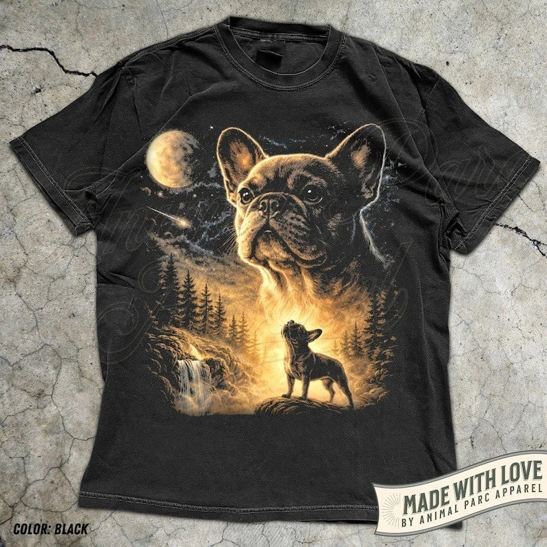 French Bulldog Howling To The Moon  Vintage Graphic Dog Lover T-Shirt S-4XL