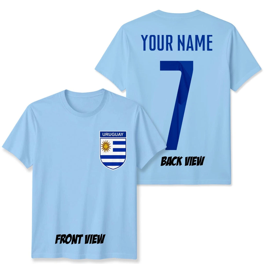 Personalised Uruguay Football Unisex Kids T-Shirt Name Number Tee #WC