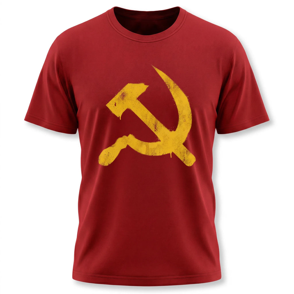 Hammer & Sickle T-Shirt | Yellow Graffiti Communist Soviet Symbol Tee Shirt