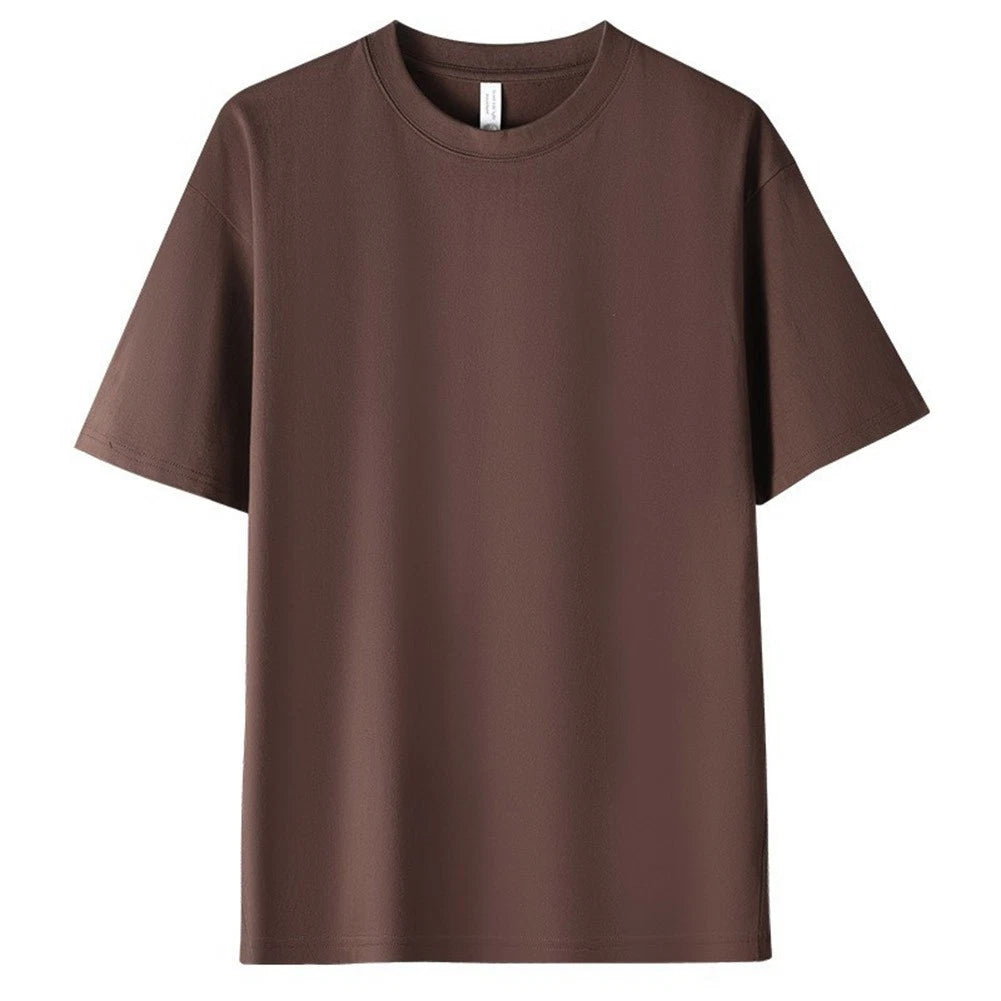 Men's Regular Length O-Neck Short Sleeve T-Shirt Loose Fit Solid Color