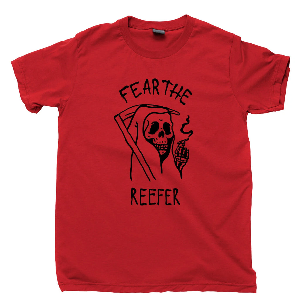 Fear The Grim Reaper T Shirt High Stoned Blaze Marijuana Hemp Water Pipe Tee