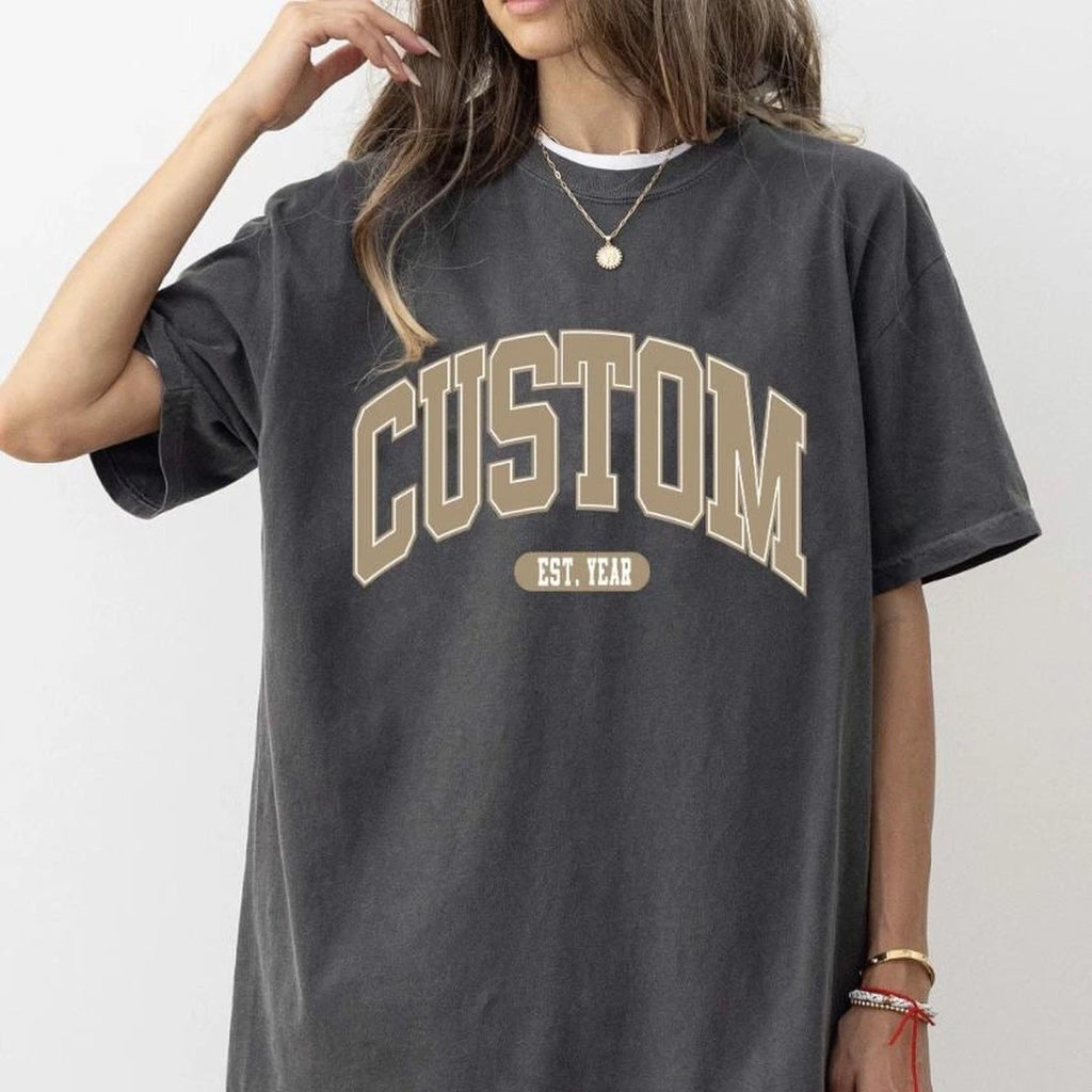 Custom College Varsity Letters T-Shirt Personalized Athletic Tee Gift For Him