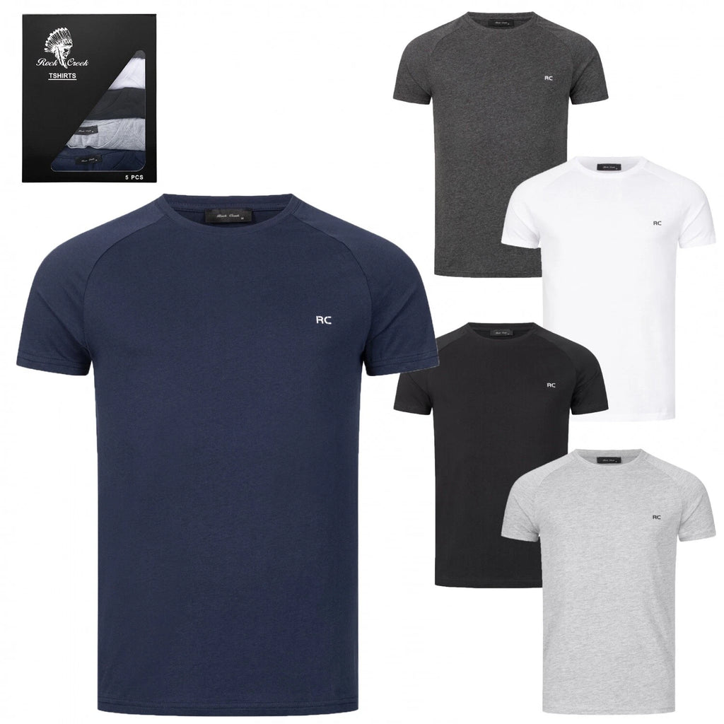 T-Shirts Men's T-Shirts Set of 5 Basic Crew Neck Shirt Short Sleeve H-274