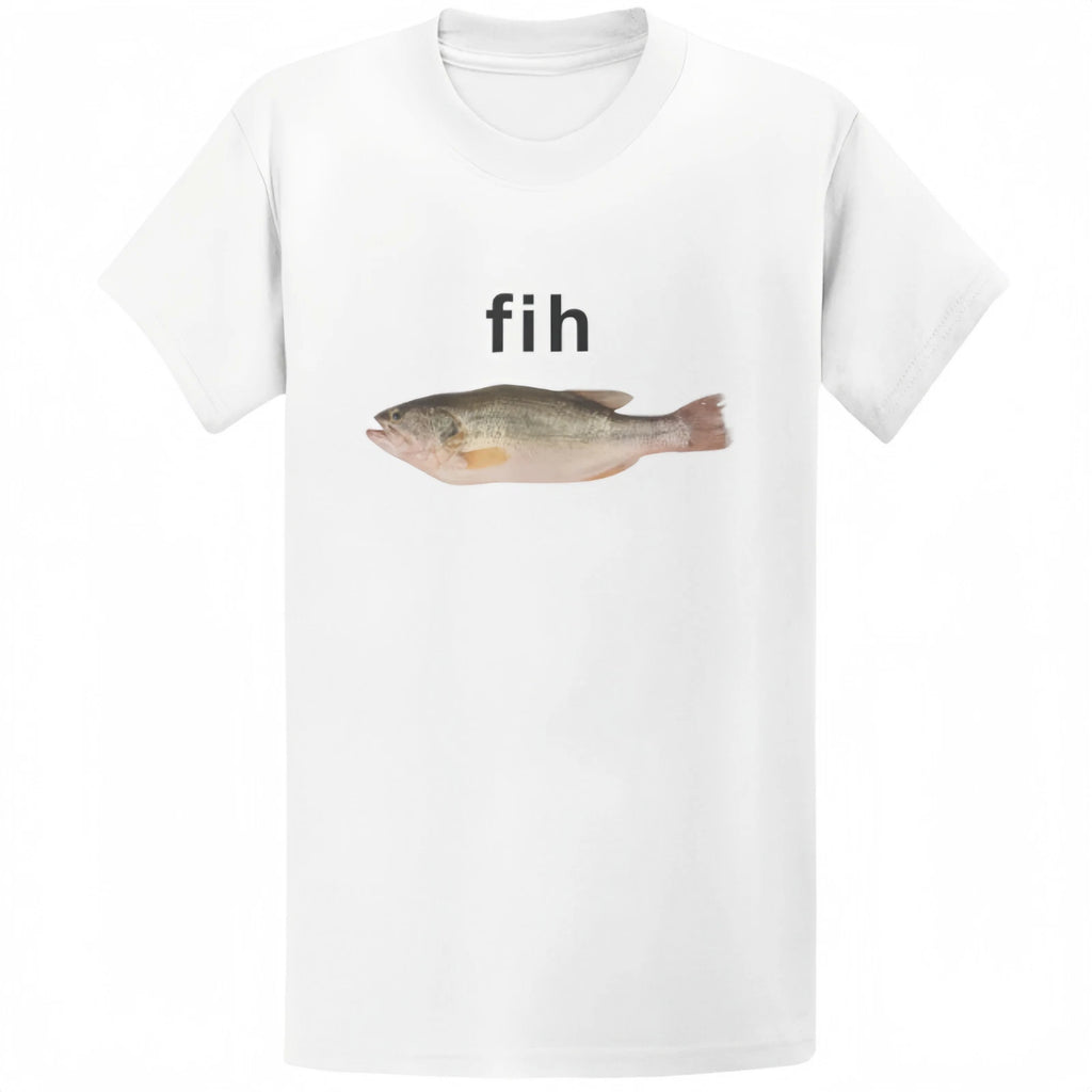 Gildan 5000 Fih Fish Brain Rot Meme T-Shirt - Funny Stupid Gen Z Gift Tee