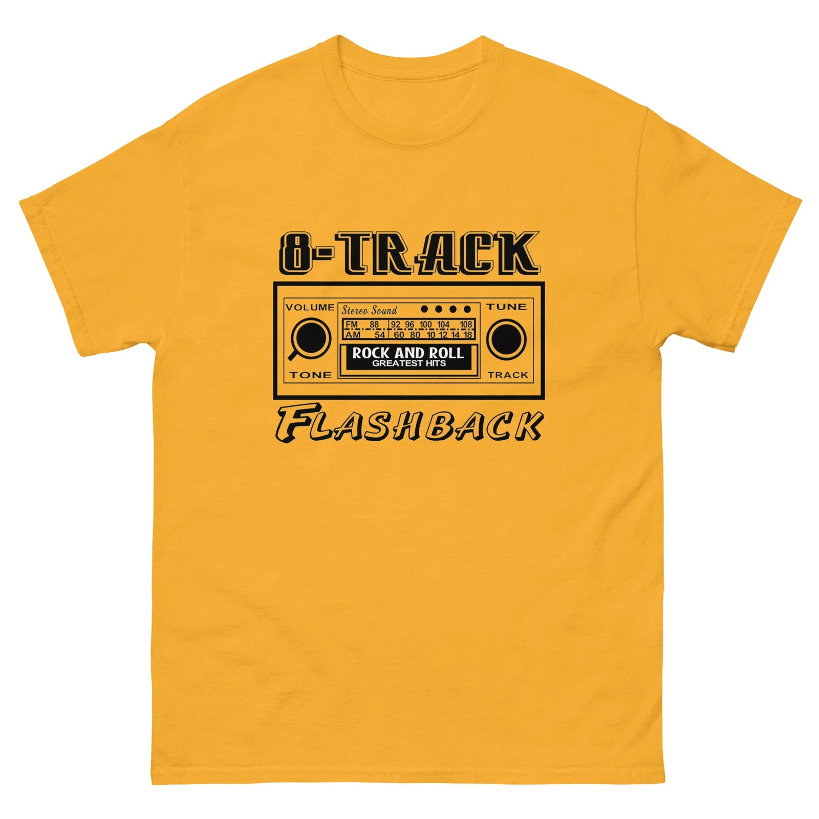 8 TRACK FLASHBACK T SHIRT by RACE CITY RETRO MUSCLE CAR STEREO AM FM