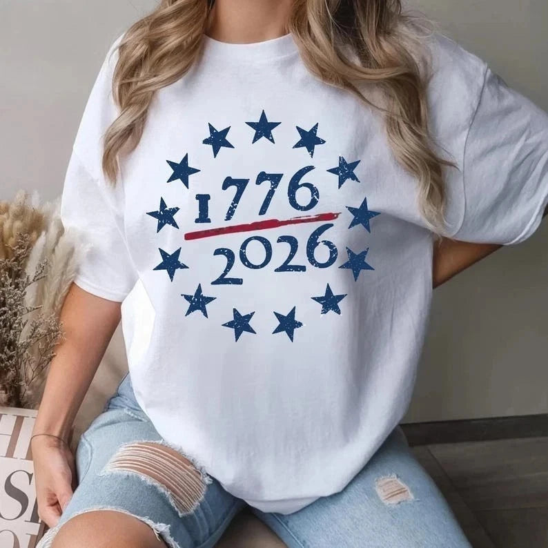 USA 1776-2026 250th Anniversary Stars Circle Patriotic T-shirt