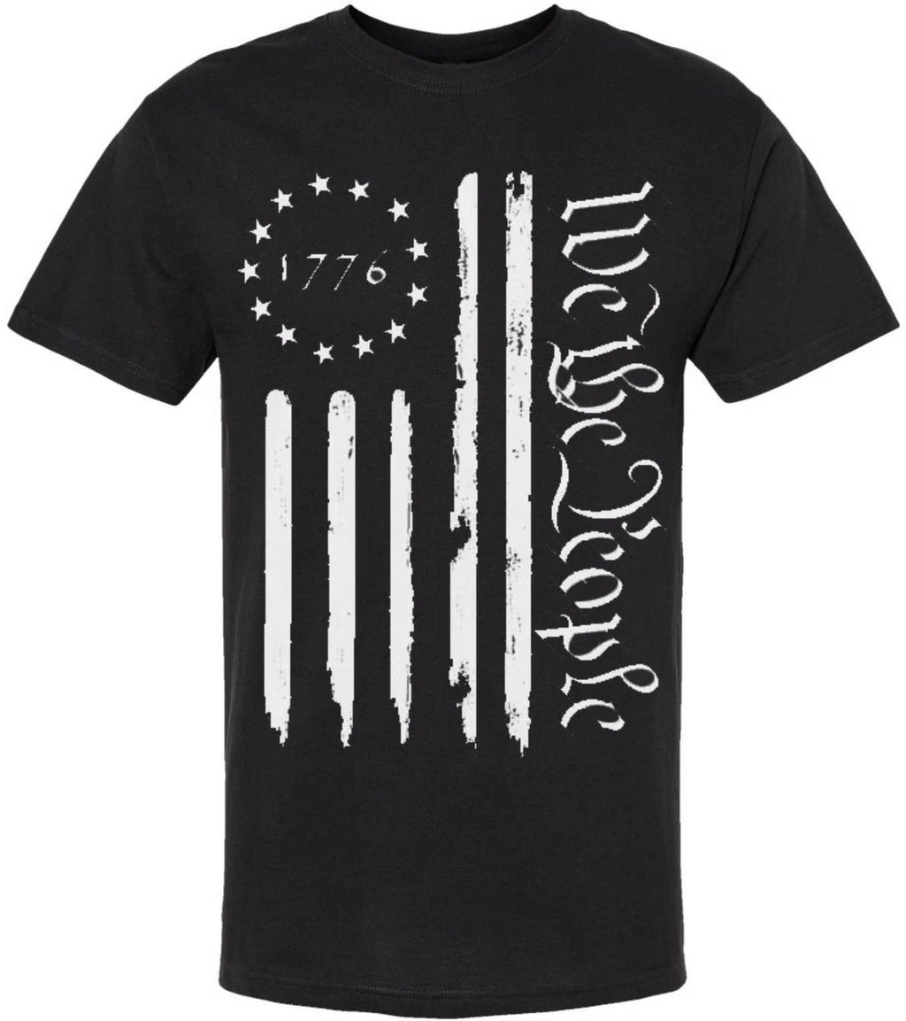 We the People 1776 USA Distressed Flag T-Shirt US Independence Day July 4th Tee