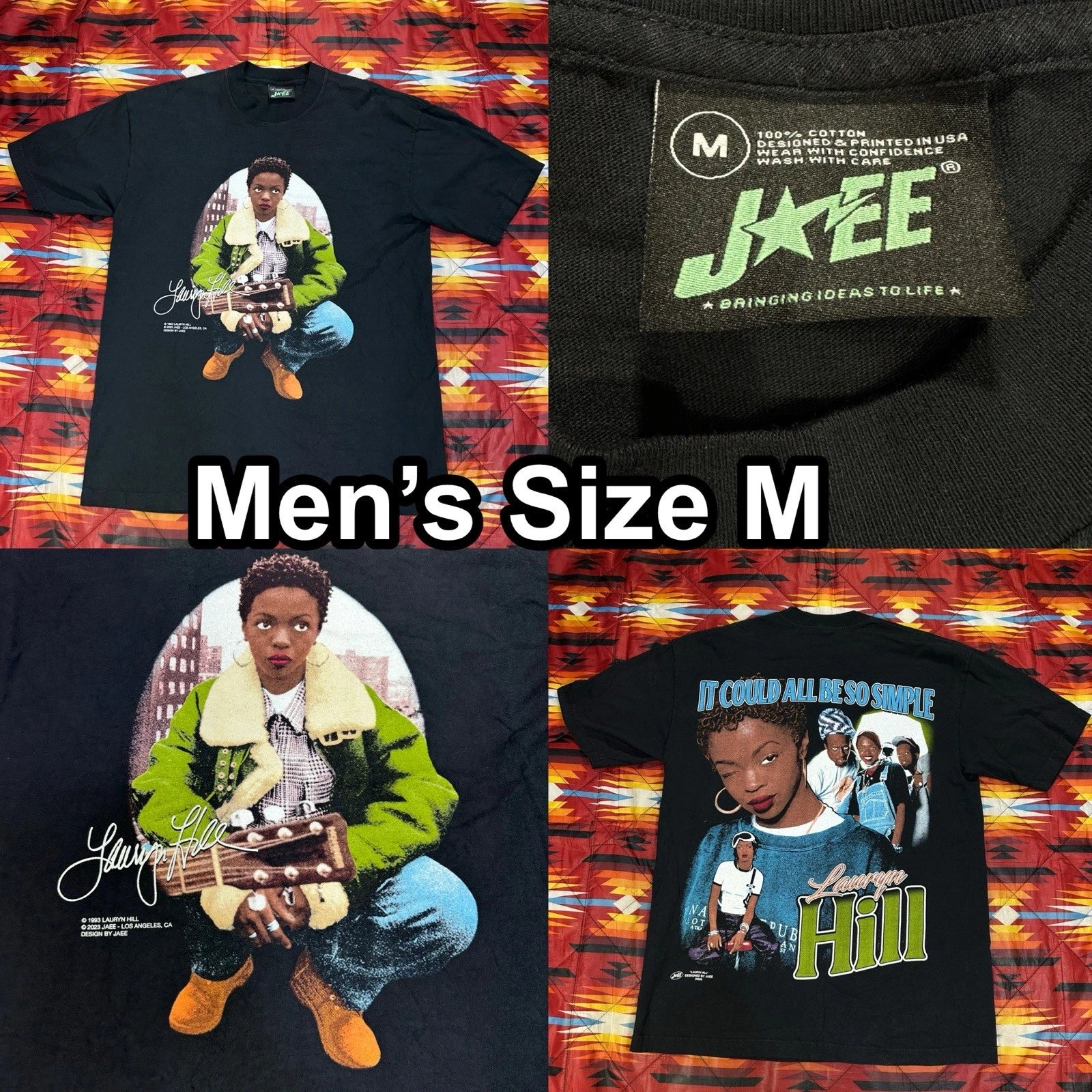 Lauryn Hill X Jaee Editz Black T-Shirt Men’s Sz Medium “It Could All Be Simple”