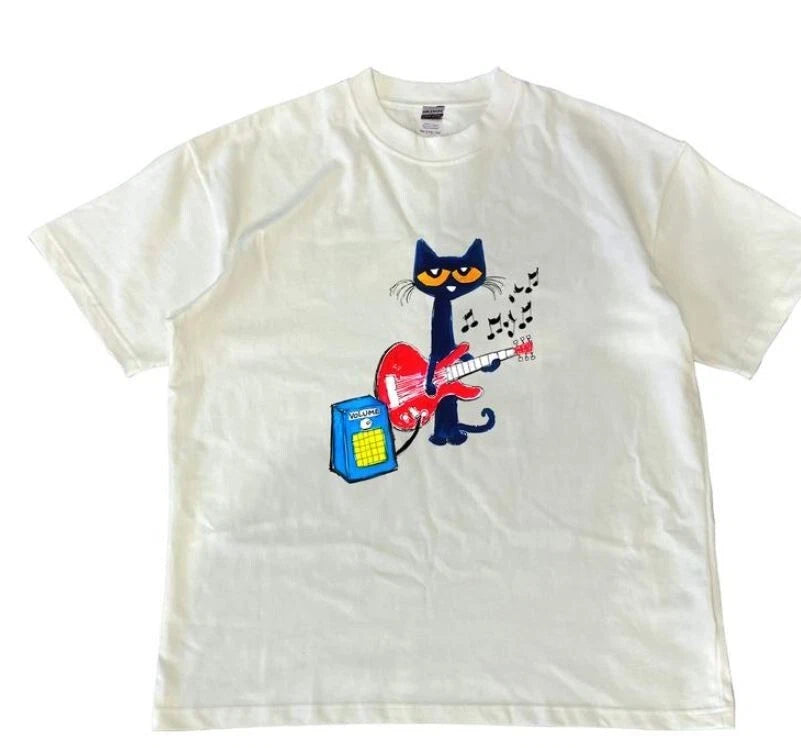 Pete the Cat Playing Guitar Shirt, Baby Tee Graphic  Tshirt Streetwear  party's