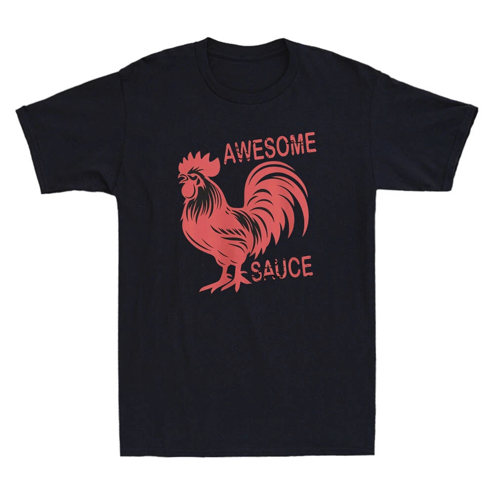 Awesome Sauce With Picture Of Rooster Funny Graphic Men's Short Sleeve T-Shirt