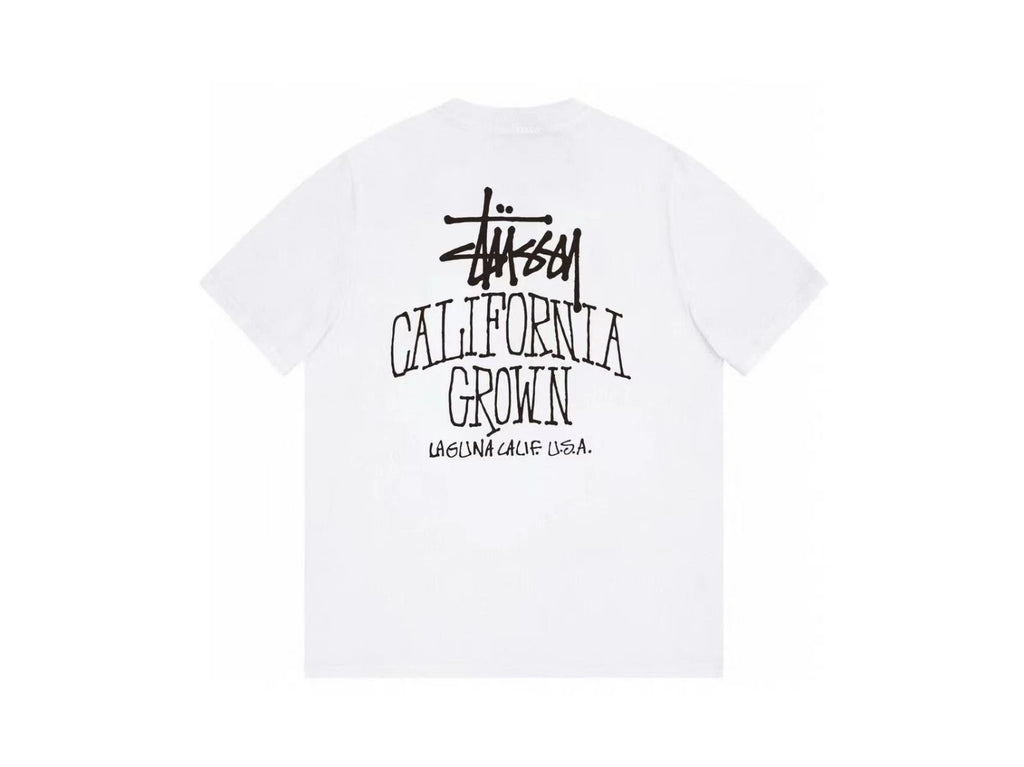 Stussy FW25 SS25 CALI GROWN TEE PIGMENT DYED TEE Summer t-shirt Black - White