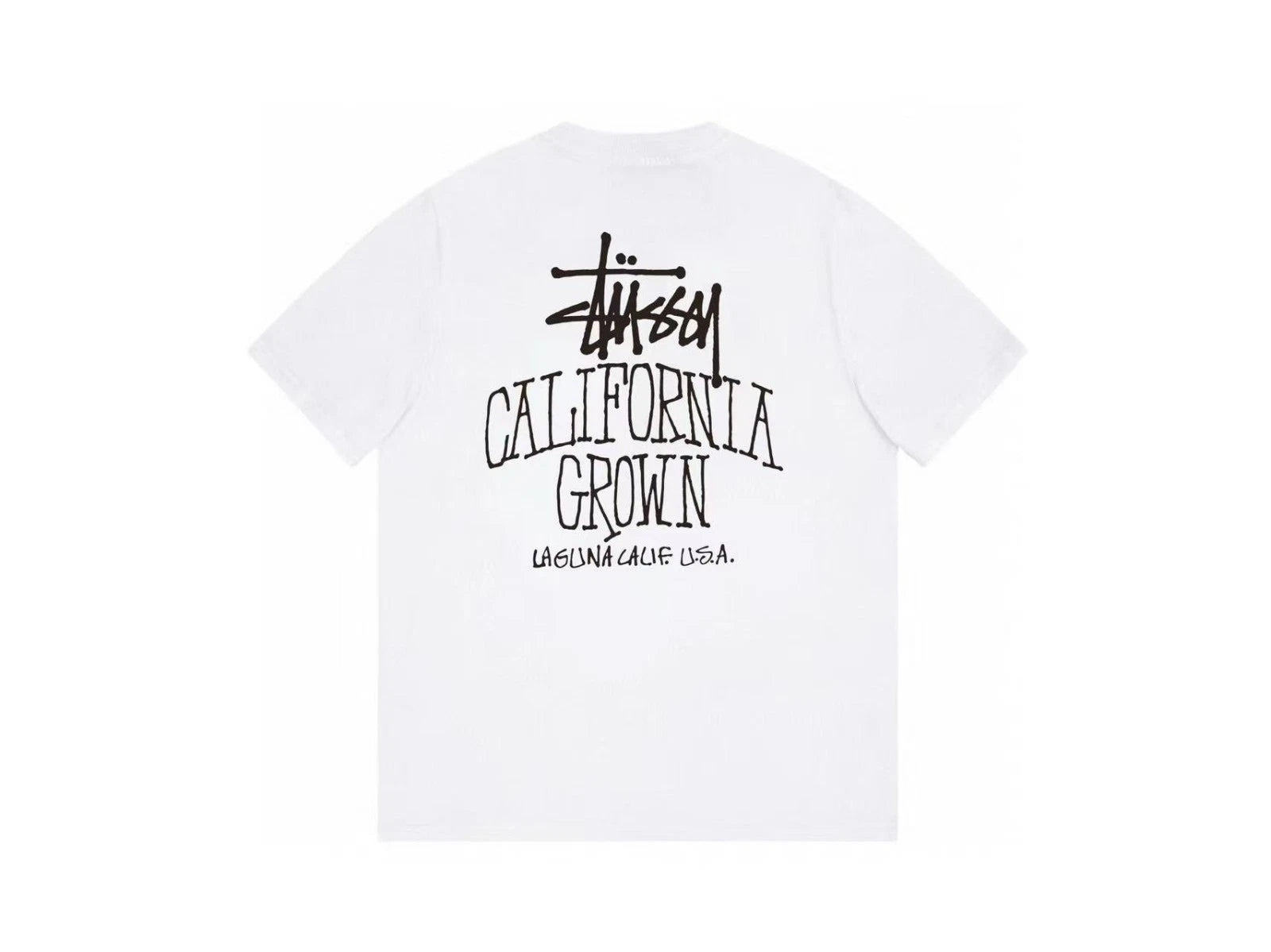 Stussy FW25 SS25 CALI GROWN TEE PIGMENT DYED TEE Summer t-shirt Black - White