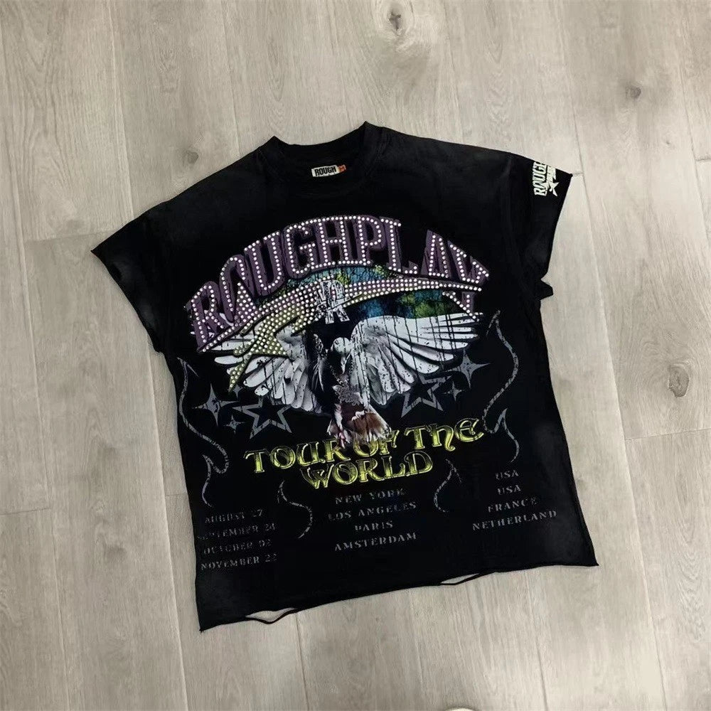 RoughPlay Beaded Washed Vintage Sleeveless T-Shirt