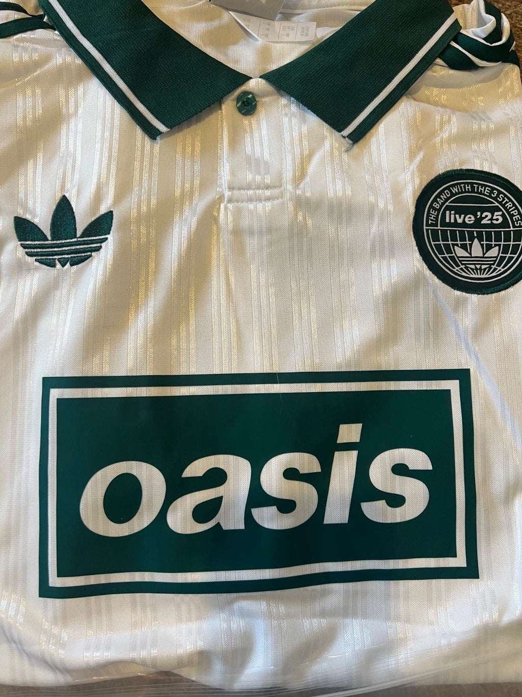 Oasis Live 25 retro football jersey White/green size XL - new