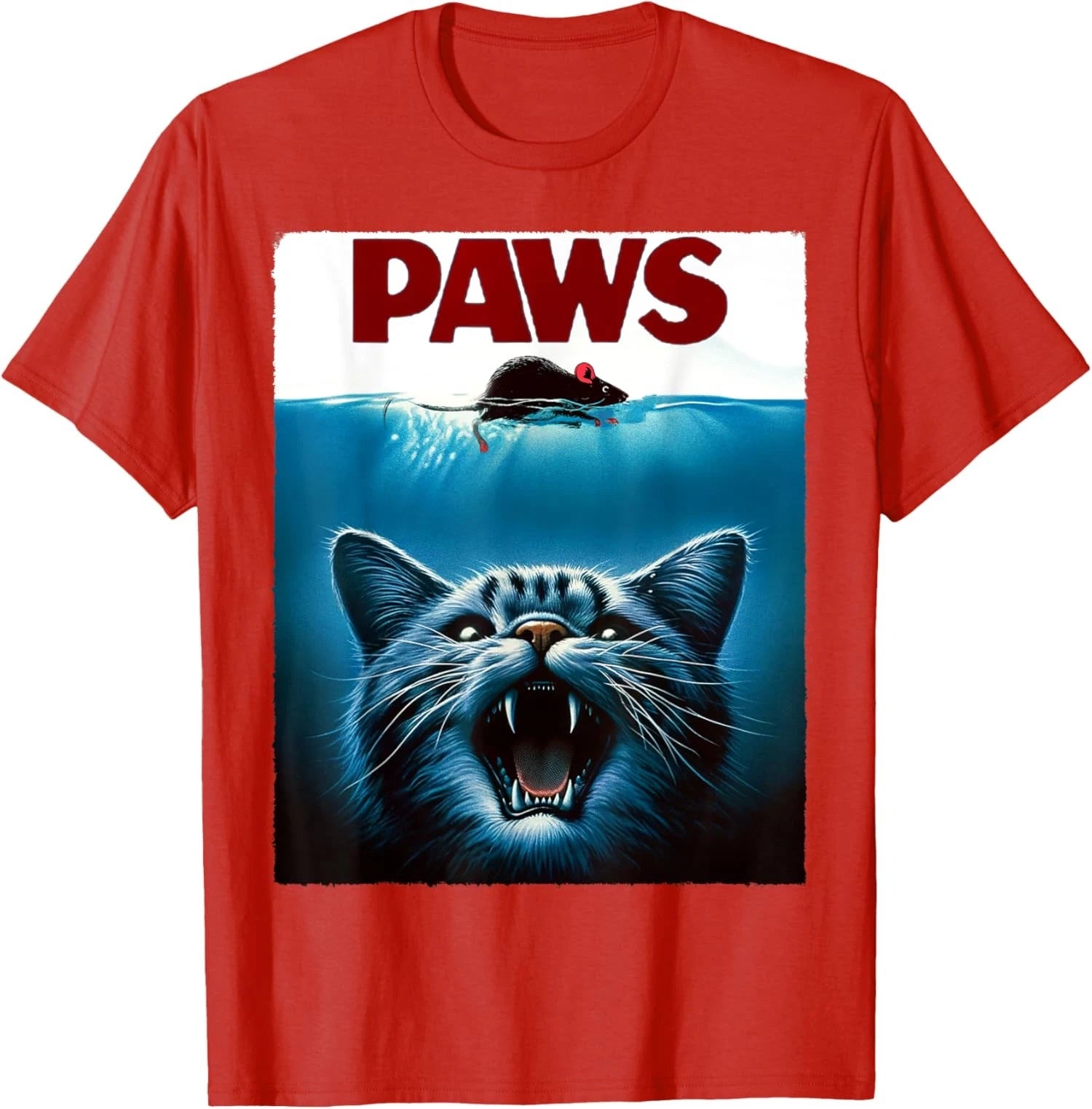 Paws Cat And Mouse Parody Funny Feline Scary Face Unisex T-Shirt