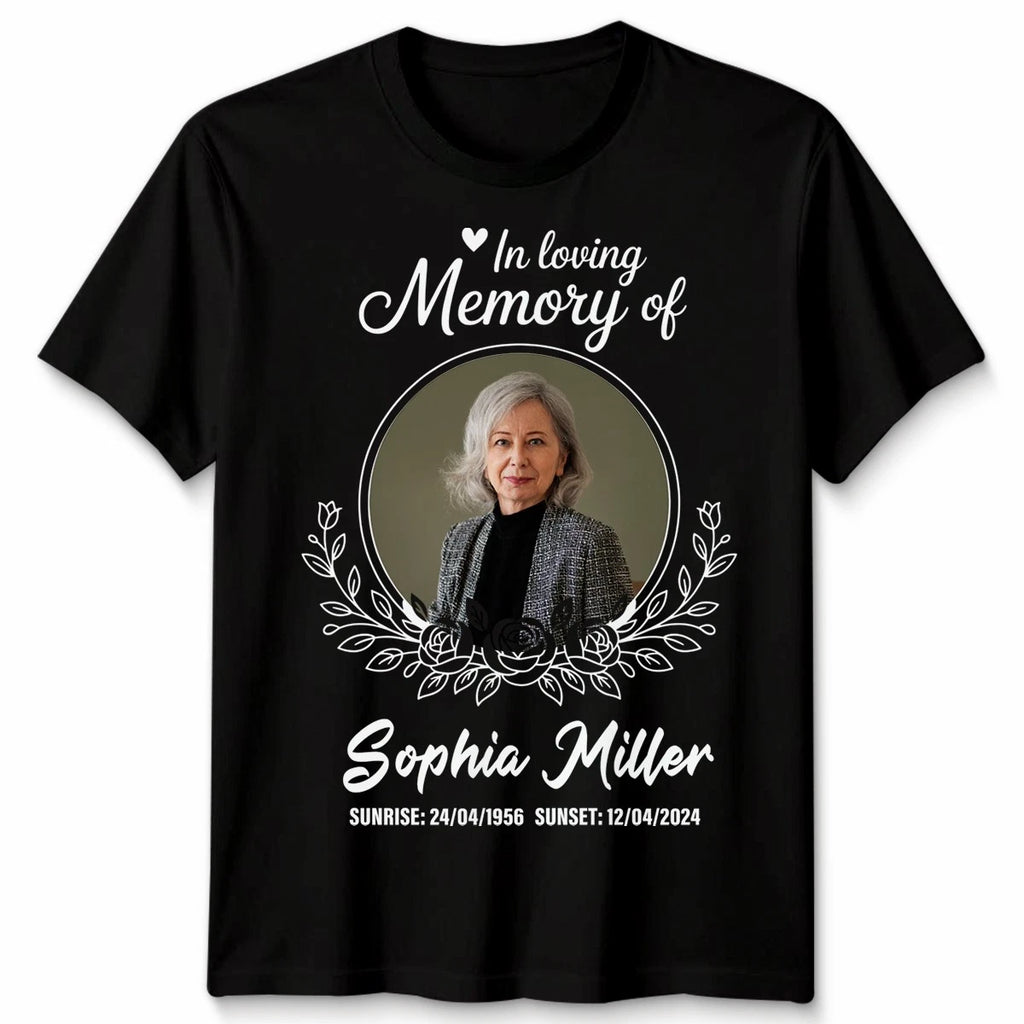 Personalised Memorial Photo T-Shirt In Loving Memory Of Your Text Custom Dates