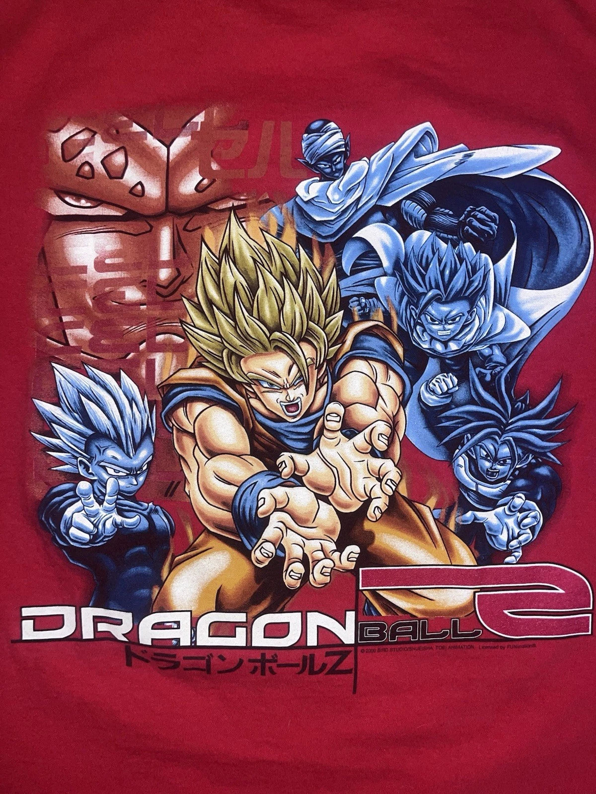 2000 Dragon Ball Z Men's L Red Graphic Print Crew Neck Tee Cotton Vintage Goku