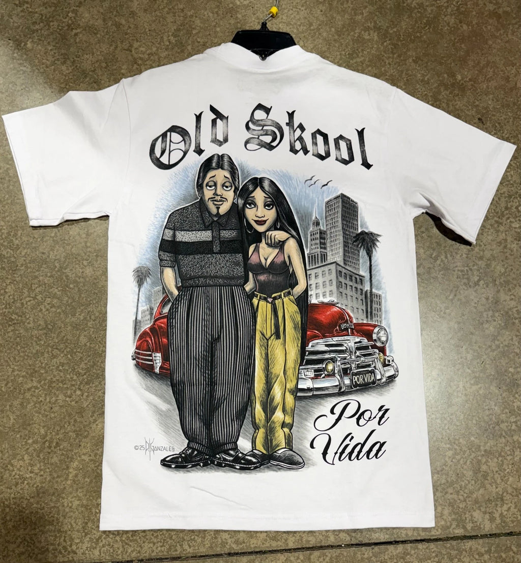 DGA T Shirt Homies Old School Original White Lowrider Chicano Art David Gonzales