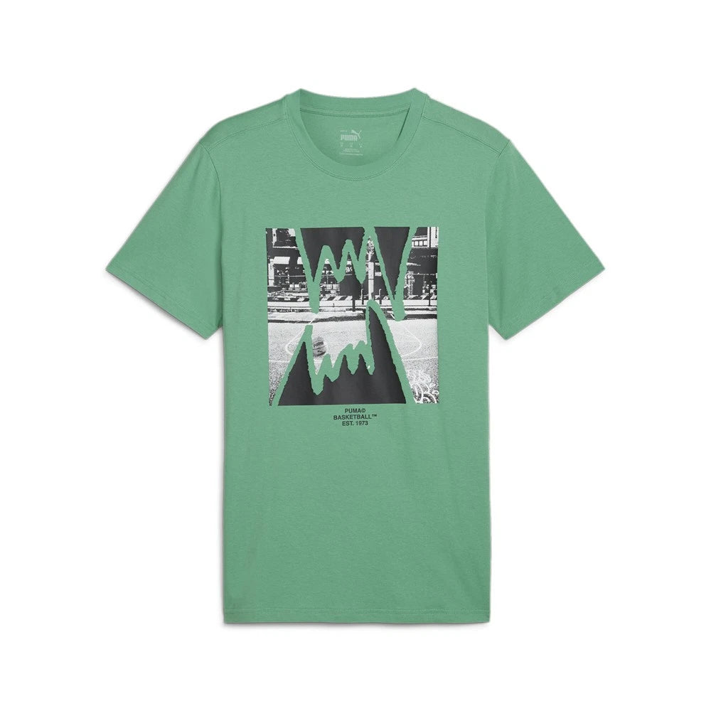 PUMA Instant Replay Ii Crew Neck Short Sleeve T-Shirt Mens Green Casual Tops 682