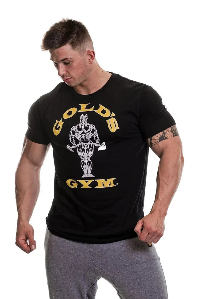 Golds Gym Muscle Joe T-Shirt Mens Size M - L  Black / Gold  Brand New With Tags