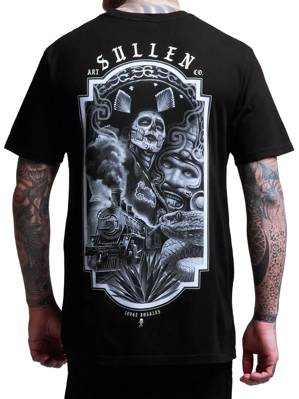 Sullen Men's Rosales Short Sleeve Premium T-shirt Tattoo Day of Dead Train Tee