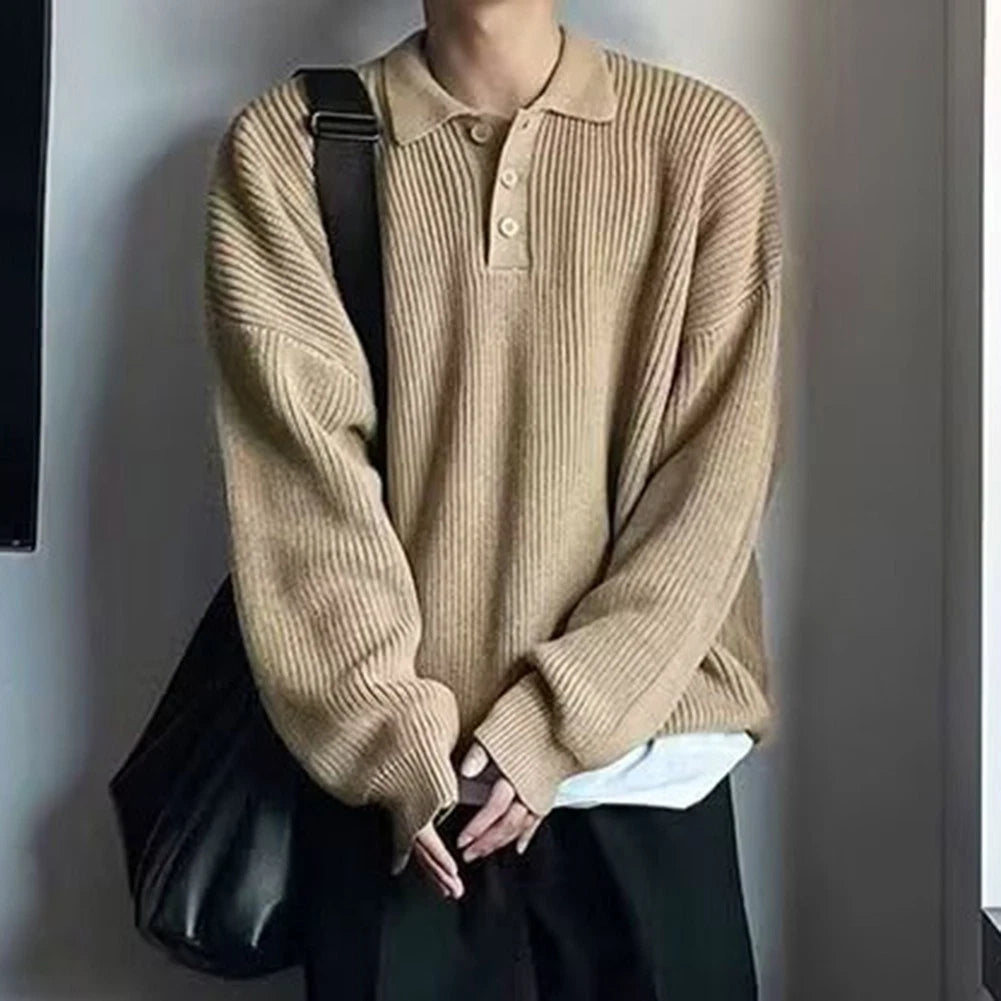 For Men's Casual Retro Knitwear Loose Oversize Sweater with Loose Collar