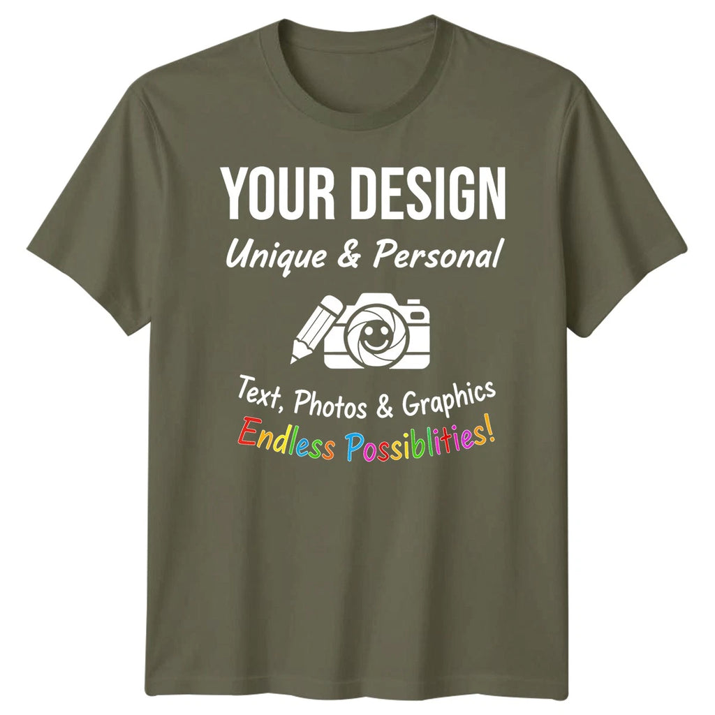 Custom Personalised T-Shirt | Design Your Own Text Photo Graphic | Mens Kids