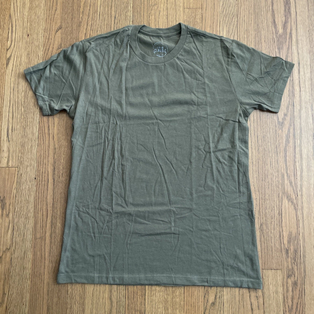 True Classic Premium Quality Crew Neck Tee T Shirt MILITARY GREEN Mens MEDIUM M