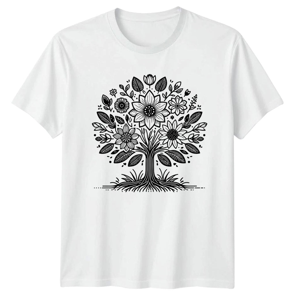Detailed Floral Tree Of Life Botanical Womens T-Shirt Mandala Nature
